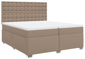 Cama com molas/colchão 200x200 cm couro artificial cappuccino