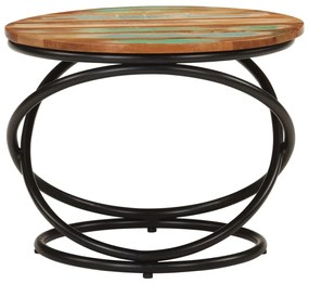 Mesa de centro Ø50x40 cm madeira recuperada maciça e aço