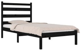 Estrutura de cama 100x200 cm pinho maciço preto