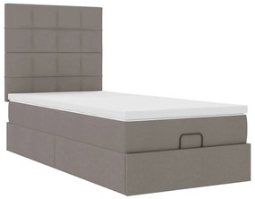 Cama otomana com colchão 100x200 cm tecido cinza