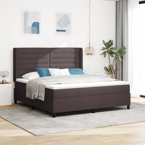 Cama Box com Colchão e LED vidaXL Castanho Escuro 180x200 cm Tecido