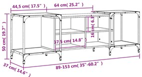 Móvel de TV 153x37x50 cm derivados de madeira cinzento sonoma