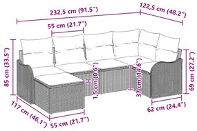 Conjunto de Sofá de Jardim vidaXL de 6 Peças com Almofadas Preto Polir