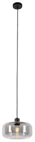 Candeeiro de suspensão Art Deco preto com vidro fumê - Bizle Art Deco