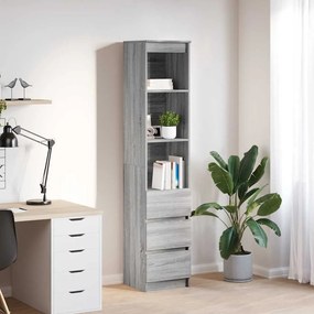 vidaXL Aparador alto 37,5x35x180 cm derivados madeira sonoma cinzento