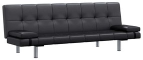 241722 vidaXL Sofa-cama ajustável com 2 almofadas couro artificial preto