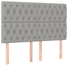 Estrutura de cama sem colchão 140x190 cm tecido cinzento-claro