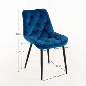 Cadeira Miska Veludo - Azul