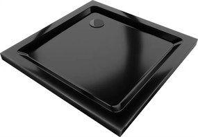 Mexen Flat base de duche quadrada slim 70 x 70 cm, preta, sifão preto - 40707070B