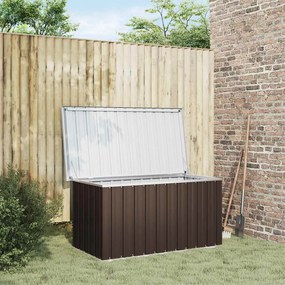 Caixa de arrumação para jardim 129x67x65 cm castanho