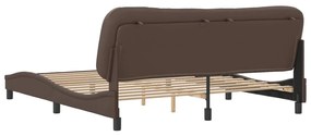 Estrutura cama c/ cabeceira 180x200cm couro artificial castanho