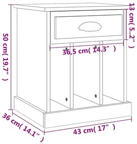 Mesa de cabeceira 43x36x50 cm branco