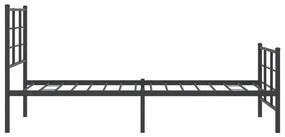 Estrutura de cama com cabeceira e pés 75x190 cm metal preto