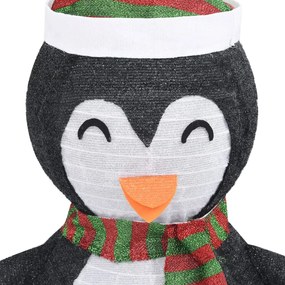 Pinguim de Natal decorativo com luzes LED tecido de luxo 120 cm