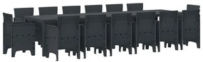 Conjunto de Jantar para Jardim 15 pcs Antracite Grande