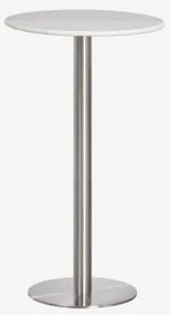 Mesa Alta De Bar Redonda Ø60 Cm Em Pedra Natural Xiren Mármore Branco Guangxi - Cinzento Escovado - Sklum