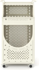 Carro para roupa suja 40 x 30 x 78 cm com 3 níveis dobrável com rodas bloqueáveis 6 ganchos para pendurar bege