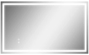 HOMCOM Espelho Casa de Banho com Luz LED 100x60 cm Espelho de Parede com Iluminação Anti-Embaciamento Brilho Ajustável e Interruptor Tátil