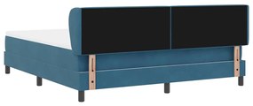 Cama Box Spring vidaXL com Colchão Azul Escuro 180x200 cm Veludo