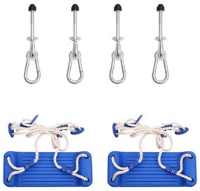 Assentos de baloiço 2pcs c/ pedras de escalada polietileno azul