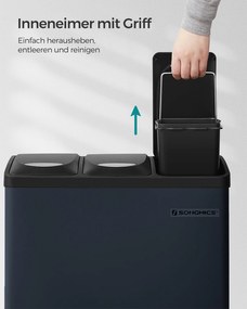 Caixote do lixo para cozinha, 3 x 8 L, pequena capacidade verde-cinzento-preto