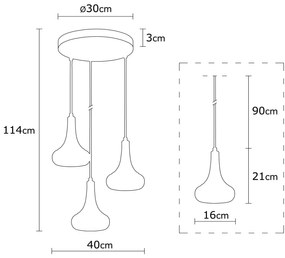 Chandelier Berceste – Preto – 40 cm