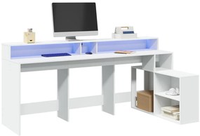 Secretária c/ luzes LED 200x104x91 cm derivados madeira branco