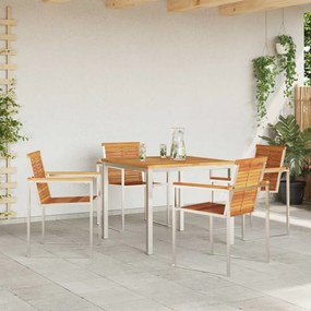 Conjunto de Jantar para Jardim com 5 Peças, mesa de madeira de acácia