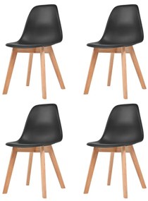 vidaXL Cadeiras de jantar 4 pcs plástico preto