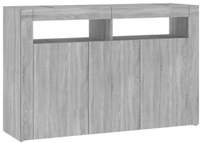 Aparador com luzes LED 115,5x30x75 cm sonoma cinza