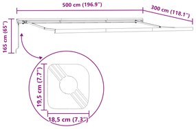 Toldo Retrátil Manual vidaXL Branco 500x300 cm, Tecido de Substituição
