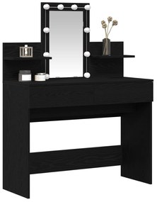 Mesa de Maquiagem vidaXL com LED Carvalho Preto 100x40x130 cm