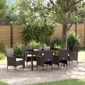 Conjunto de Jantar Jardim 7 Peças Castanho Rattan PE