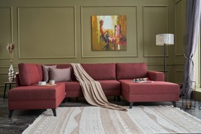 Sofá-Cama de Canto Efsun – Vermelho Claret – 300x78x202 cm