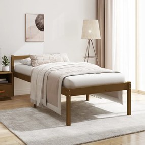 vidaXL Cama para idosos 100x200 cm pinho maciço castanho mel