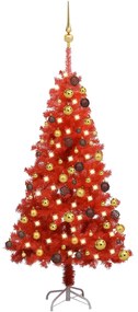 3077512 vidaXL Árvore Natal artificial c/ luzes LED e bolas 120cm PVC vermelho