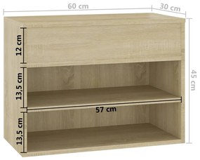 Banco sapateira 60x30x45 cm contraplacado carvalho sonoma