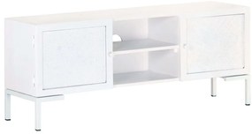 Móvel de TV 115x30x46 cm madeira de mangueira maciça branco