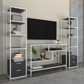 Unidade TV Robbins – Branco e Antracite – 198 cm x 39 cm x 160 cm