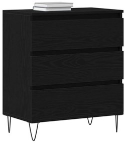 Aparador vidaXL com Gavetas Preto Carvalho 60x35x70 cm Madeira de Enge