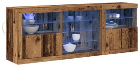 Aparador com Luzes LED Madeira Velha 181,5x37x67 cm Madeira Processada