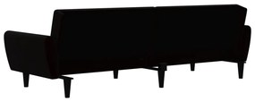 Sofá-cama de 2 lugares veludo preto