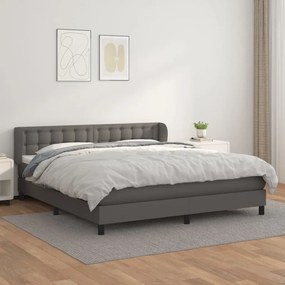 vidaXL Cama com molas/colchão 160x200 cm couro artificial cinzento