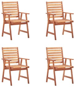 Cadeiras de jantar p/ jardim 4 pcs c/ almofadões acácia maciça