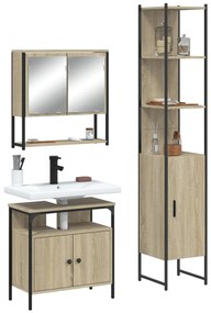 vidaXL 3 pcs conj. móveis casa banho derivados madeira carvalho sonoma