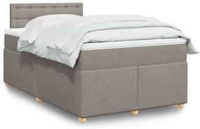 vidaXL Cama boxspring c/ colchão 120x190cm tecido castanho-acinzentado