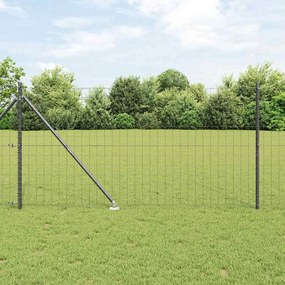 vidaXL Cerca Euro com 13 Postes Pontiagudos 1.2x25 m de Aço Galvanizado Cinza