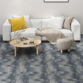 vidaXL Ladrilhos de carpete para pisos 20 pcs 5 m² azul-escuro
