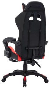 Cadeira estilo corrida luzes LED RGB couro arti. vermelho/preto