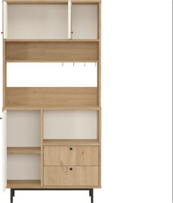 Armário Alto de Cozinha "Toledo" E-1 - Carvalho e Branco - 88x180x35.5